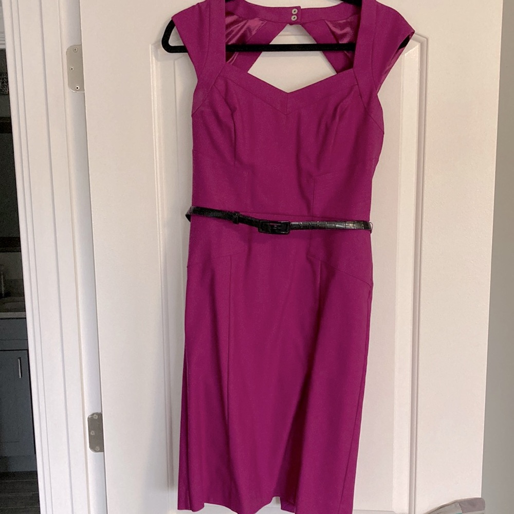WHBM pink cap sleeve dress with belt